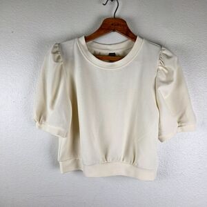 Women's Dazy Puff Sleeve Elegant Cream Women's Short Top Size XL